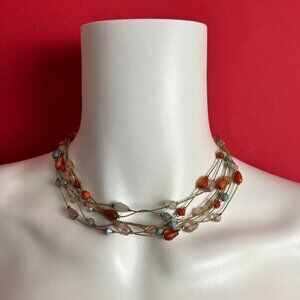 Gold chain and rainbow bead choker 💛❤️​​​​